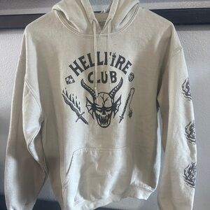 Stranger Things Netflix Cream Sweatshirt with Hellfire Club Graphic